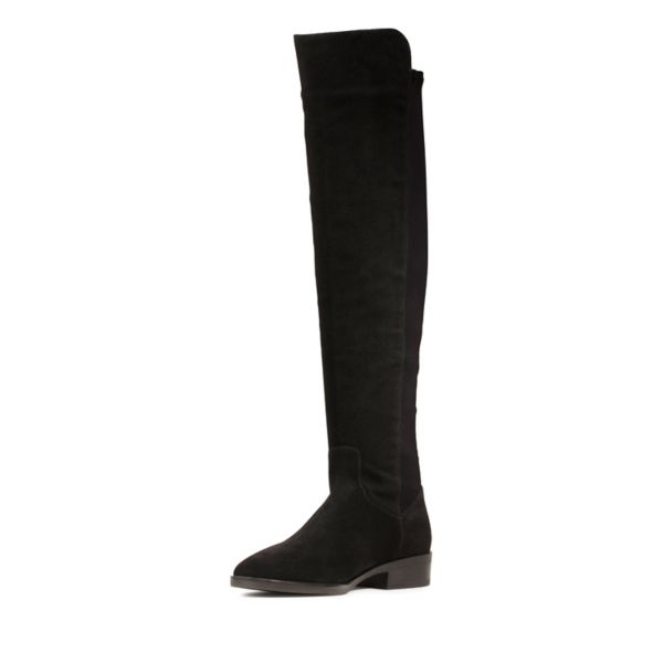 Clarks Womens Pure Caddy Knee High Boots Black | UK-1908245